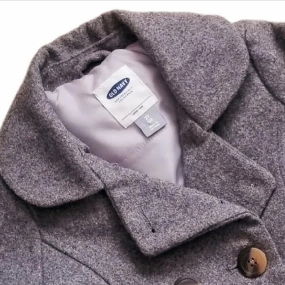 Old Navy Toddler Girls Wool Blend Double Breasted Pleated Back Peacoat. - Picture 3 of 8